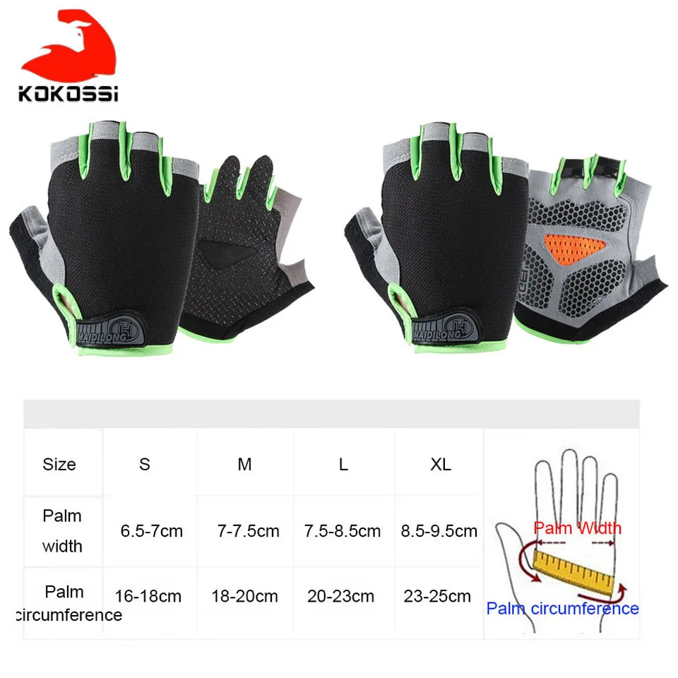 

KoKossi Silicone Cycling Anti-slip Anti-sweat Men Women Half Finger Gloves Breathable Anti-shock Sport Gloves Bike Bicycle Glove