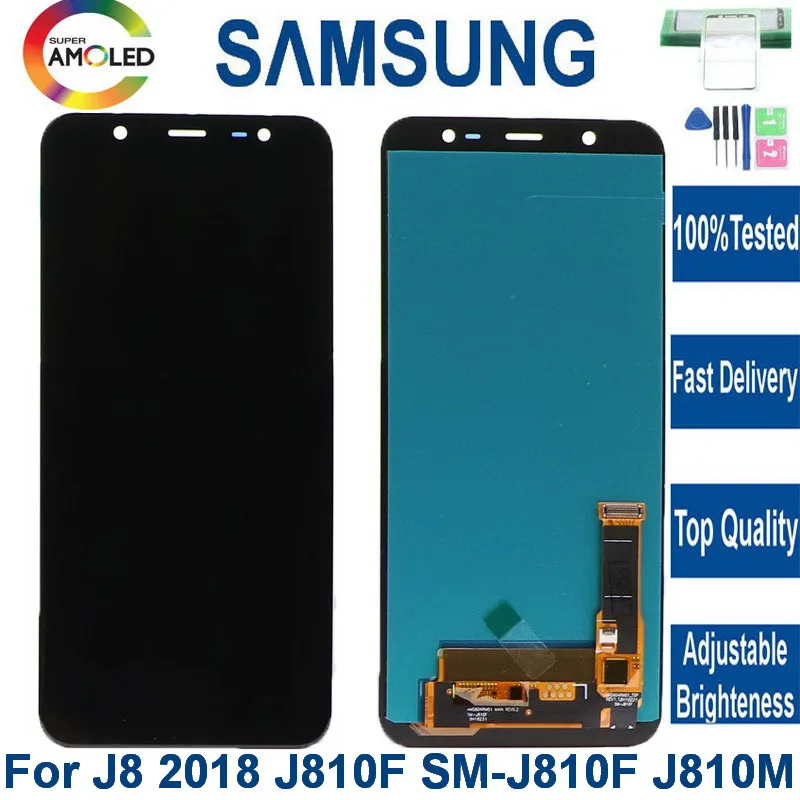 100% Super AMOLED для Samsung Galaxy J8 2018 ЖК дисплей телефона J810 J810F дигитайзер сенсорного