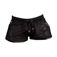 men shorts loose drawstring design polyester quick drying adjustable men summer breathable mesh short pants