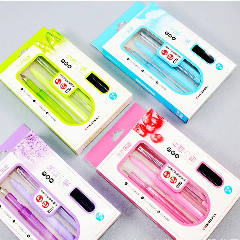 

1set Cute Candy Colors EF/F Nib Fountain Pen Luxury Inking Erasable Pens Ink Kids Gift Student School stationery office supplies