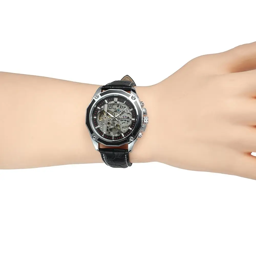 Часы наручные Forsining мужские с автоподзаводом брендовые Роскошные прозрачные в