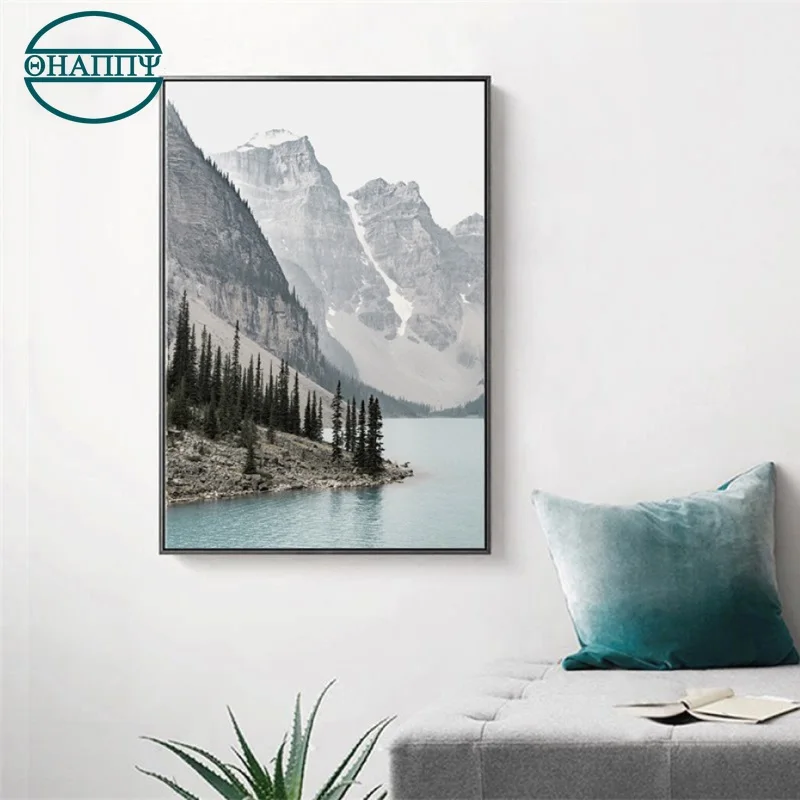 

Nordic Landscape Mountain Lake Wall Art Canvas Painting Living Room Posters And Prints Nature Scenery Wall Pictures Unframed