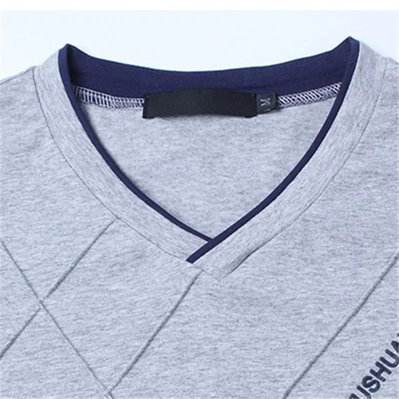 

2021 Mens Casual T-shirt Fashion Slim Long Sleeve V Neck Fitness T-shirts Tops Homme Tshirt Boyfriend Gift Harajuku Streetwear