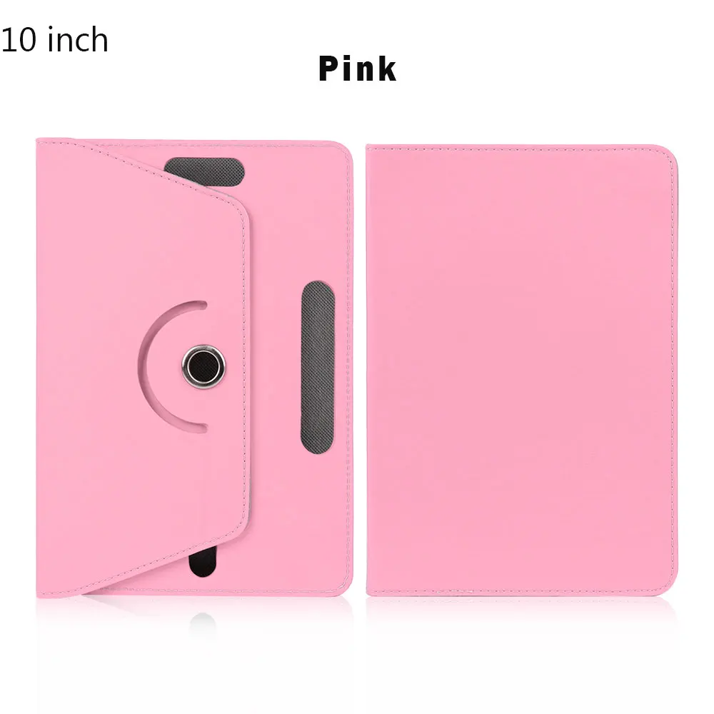 360 Degree Rotating Universal Tablet Case PU Leather Cover For Samsung Galaxy Tab 7 8 9 10.1 inch Android Tablet PC - Цвет: 10 inch pink