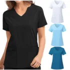 Женская блузка с коротким рукавом и V-образным вырезом, футболка с карманами для медперсонала, новые аксессуары для кормления, Uniformes Clinicos Mujer