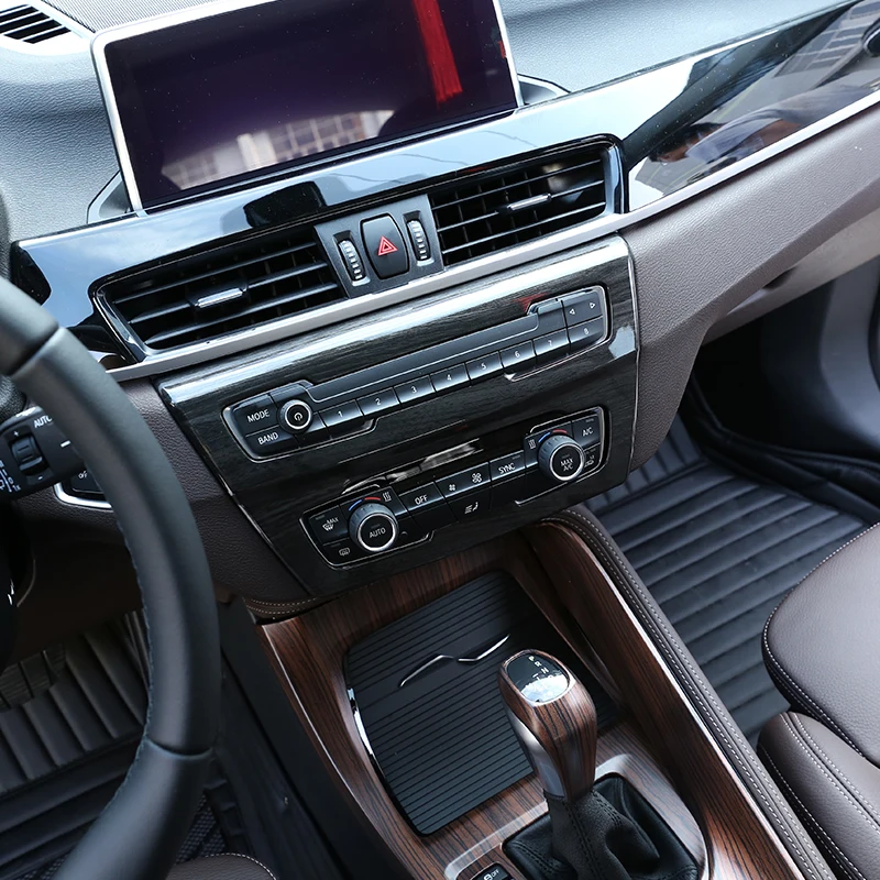 

Black Wood Grain Car Accessories ABS Center Center Console Button Frame Trim For BMW X1 F48 20i 25i 25l 16-2019 & X2 F47 18-2019