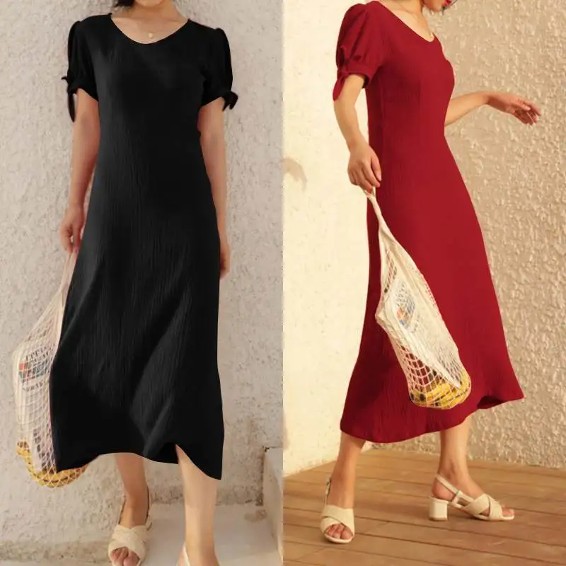 Женский винтажный сарафан Celmia повседневное льняное пляжное платье-рубашка миди