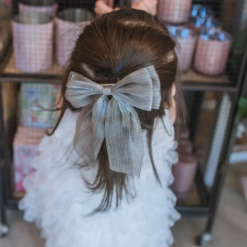 1PC Gauze Big Barrette Bow Baby Top Clip Kid Streamer Hairpin Children Little Fairy Colored Hairgrip For Girls Hair Accessories |