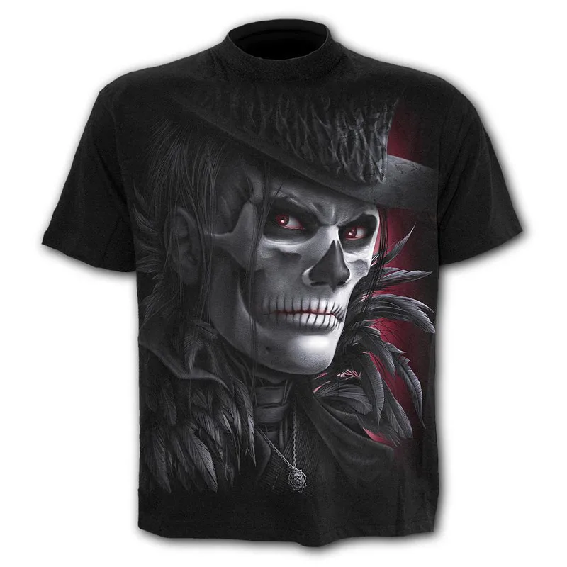 

Horror Skull T-shirt Male 3d Punk Rock Shirt Gothic Retro Streetwear Hip Hop Harajuku Fitness Top Short Sleeve