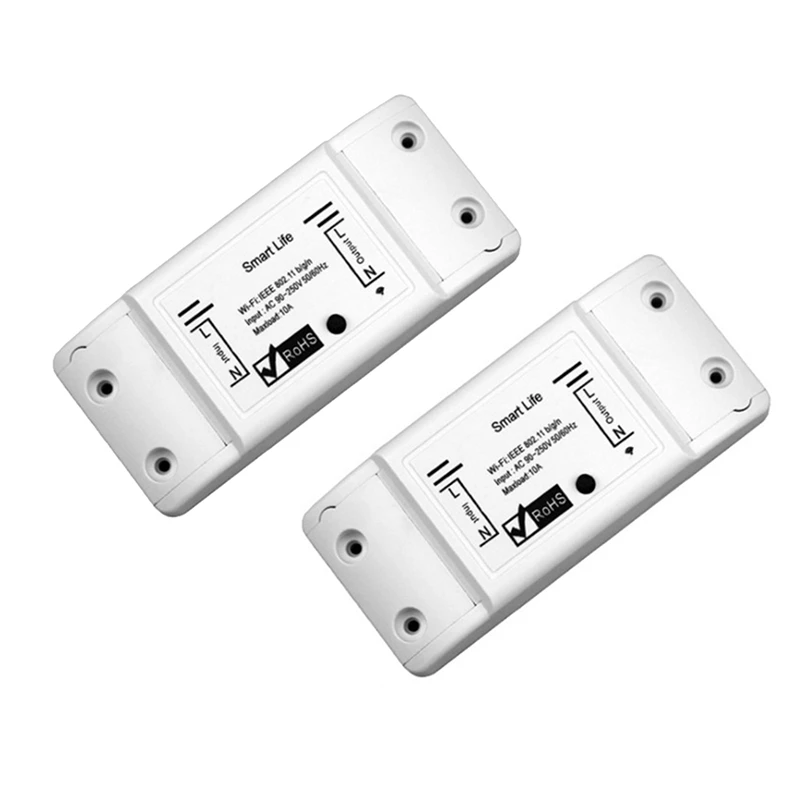 

Умный выключатель с таймером, Универсальный Беспроводной Выключатель с дистанционным управлением, работает с Alexa Google Home, Wi-Fi, 2 шт.