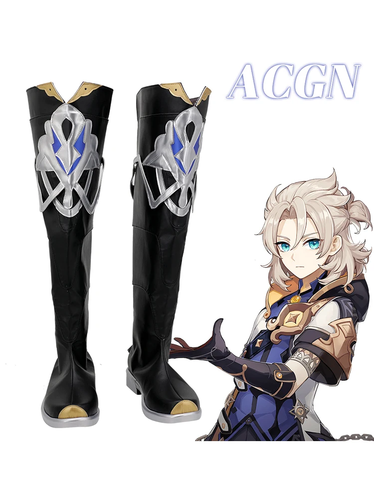 

Game Genshin Impact Albedo Cosplay Shoes Suitable For Men Halloween Party Boots Tailored