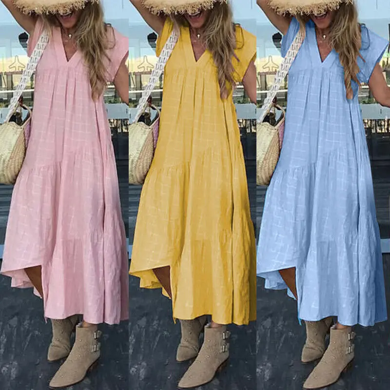 Винтажное женское одноцветное без рукавов Бохо С v-образным вырезом хлопок