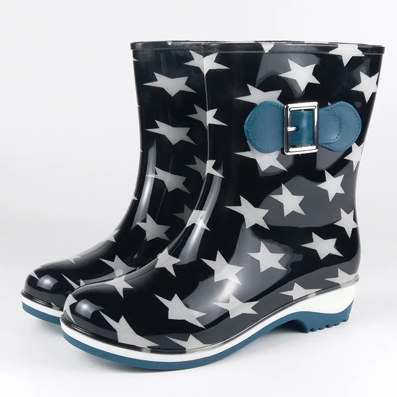 Зимние летние резиновые сапоги для женщин Нескользящие теплые ботинки на