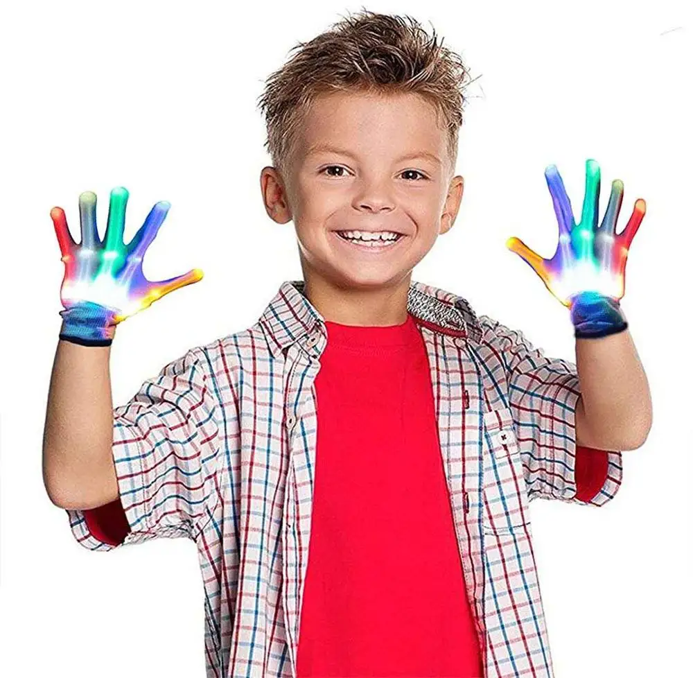 Перчатки с мигающими светодиодами RGB крутые веселые игрушки перчатки для подарка