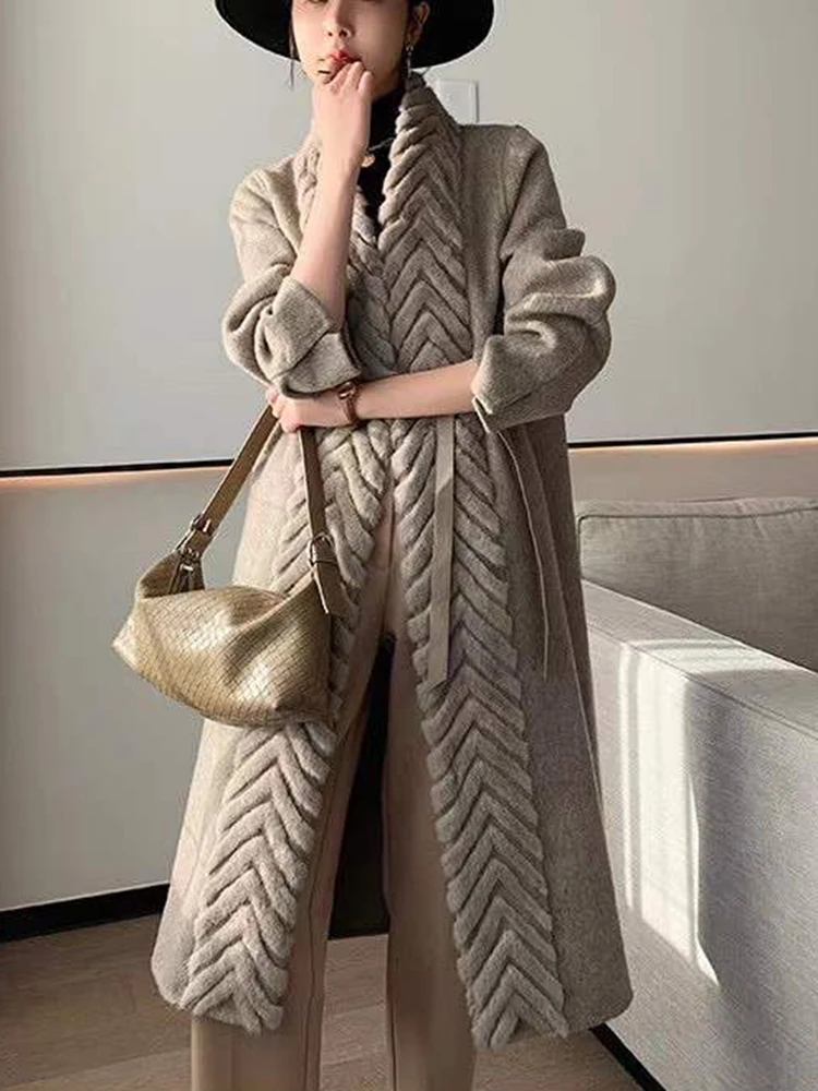 Кашемировое пальто ручной работы шерстяное кашемировое длинное теплое