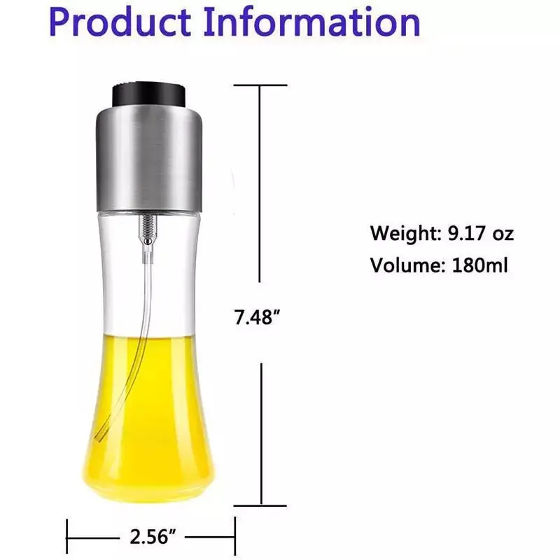 

Stainless Steel Olive Oil Sprayer Refillable Spray Empty Bottles Vinegar Mist Water Pump Gravy Boats Grill BBQ Sprayer Kitchen