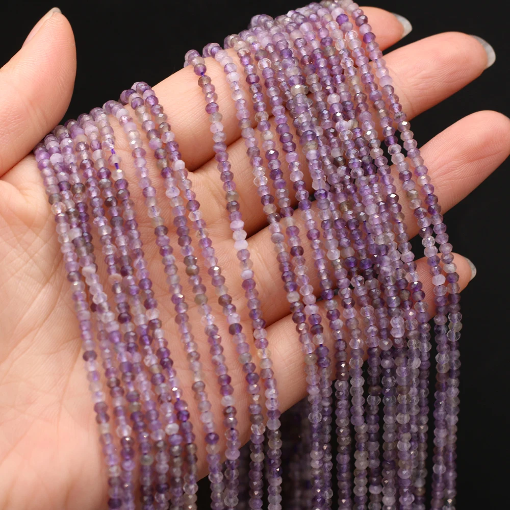 

Натуральный Полудрагоценный камень, мелкие Бусины, аметист 3x2 мм для самостоятельного изготовления ожерелья, серег, аксессуары, подарок, дл...