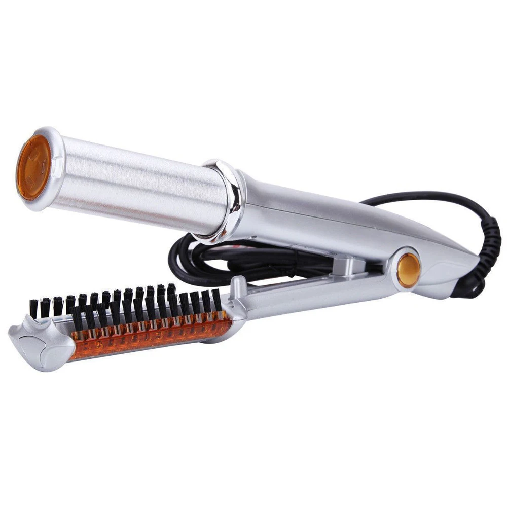 

Max 2-Way Rotating Hair Curler Hair Brush Beard Straingtening Comb Flat Iron Hair Straightener Electric Hairbrush Curling Iron
