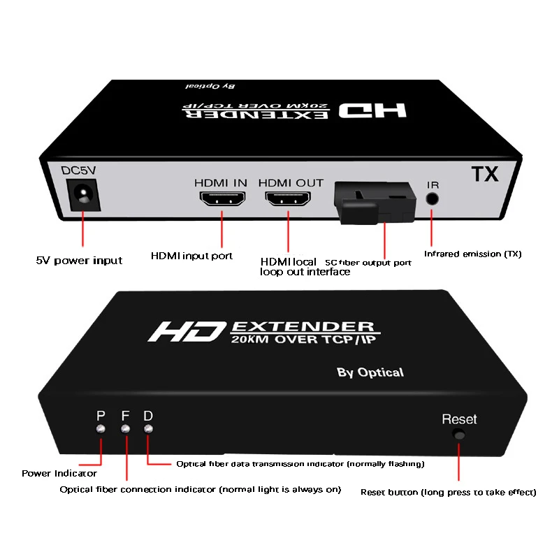 

AM05-HDMI Fiber Optic Converter KVM Control 20 Km HDMI Fiber Optical Extender with Loop Out Over SC Fiber Cable(US Plug)