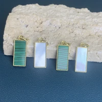 fashion sea shell malachite small square charms for jewelry making diy necklace earrings pendants accessories wholesale