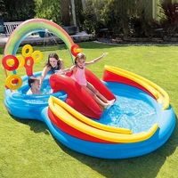 inflatable toys intex 204854 techport hobbies outdoor fun sports sport game center pool with slide fountain 297x193x135cm