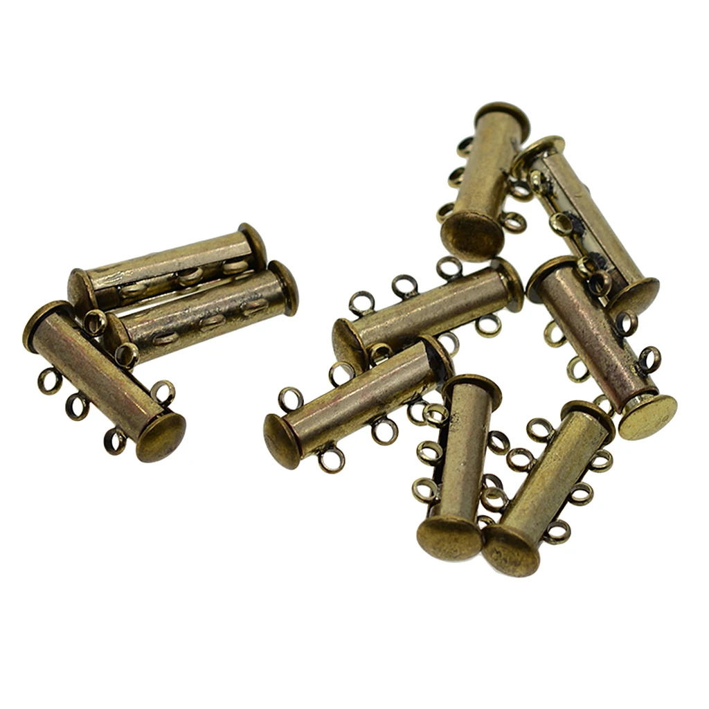 10 Pcs 3 Strand Magnetic Slide Lock Tube Bead Loom Clasps End Cap Connector Jewelry Findings Bronze | Украшения и аксессуары