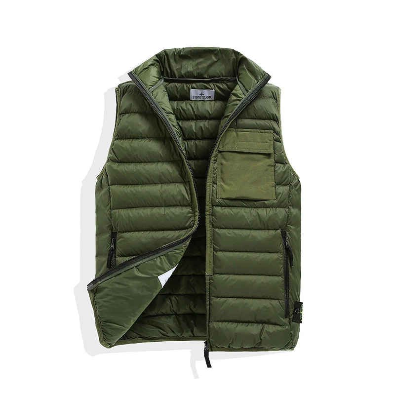 

Winter 2020 men's fashion thickened slim waistcoat solid color Multi Pocket coat zipper cardigan vest