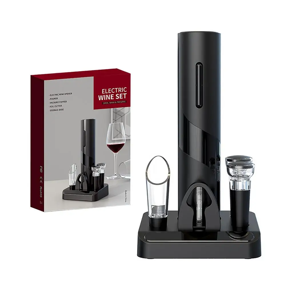 

Electric Wine Opener Automatic Wine Bootle Opener Set With Corkscrew Foil Cutter Pourer Vacuum Stoppers Multifunctional Wine Bot