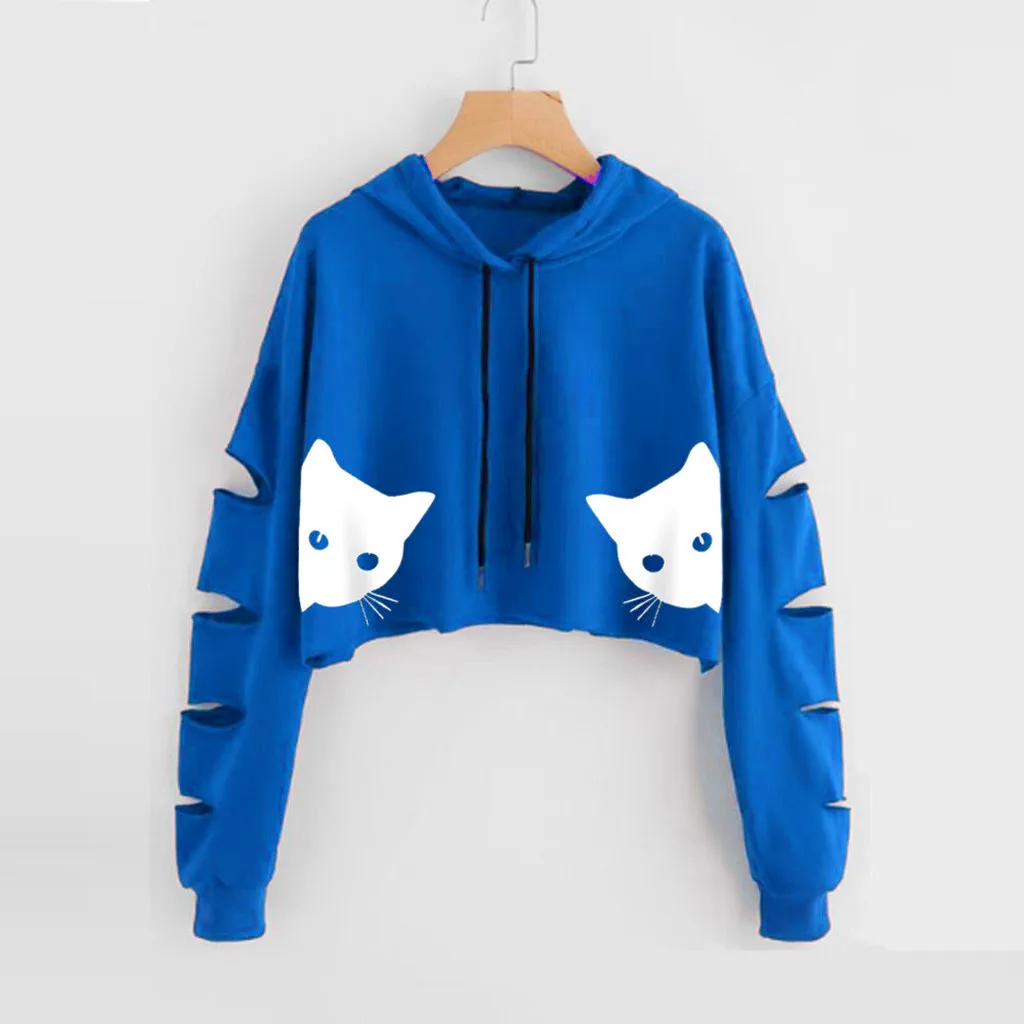 FREE OSTRICH sweater Women Cat Print Long Sleeve Solid Short Paragraph Popular Autumn Winter Sweater Invierno 2019 | Женская одежда