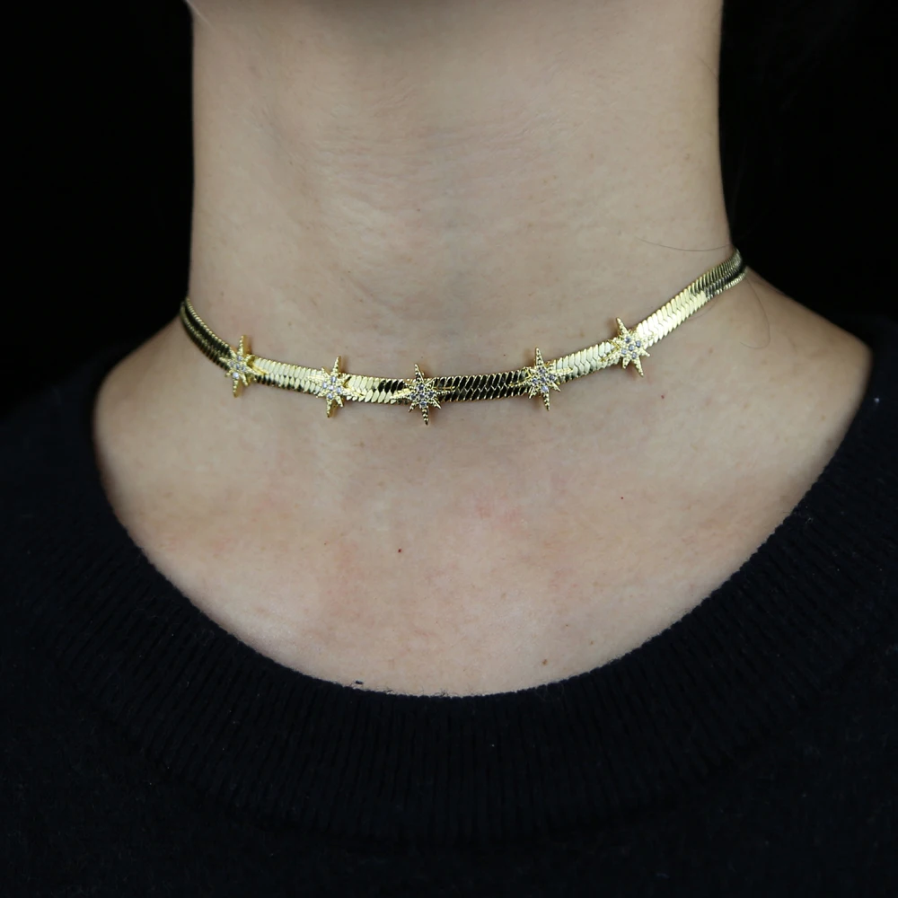 Новое поступление высокое качество позолоченная Цепочка чокер с подвеской в