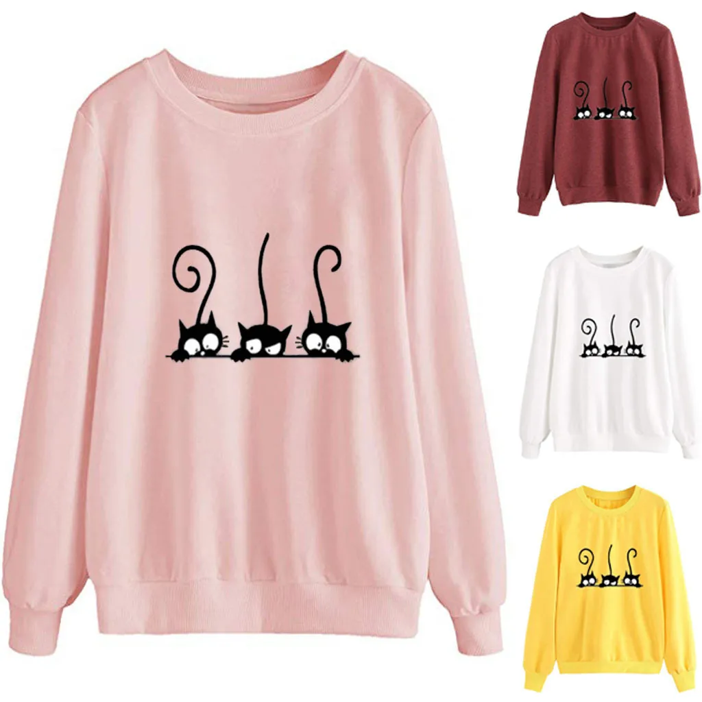 Женская толстовка с круглым вырезом Повседневный пуловер из полиэстера женская