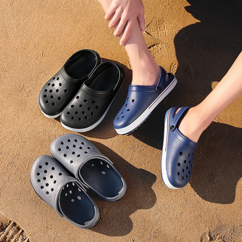 

HUCHAO Men's Shoes Summer 2021 New Breathable Thin Slippers Fashion Casual Beach Sandals Non-Slip Wear-Resistant Garden Shoe Men