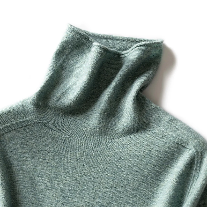 

2020 Cashmere 35 Turtleneck Long Rear Sweater Women Unibody Knit Seamless Fall Winter Solid Liberal Collar Girl Fashion Pullover