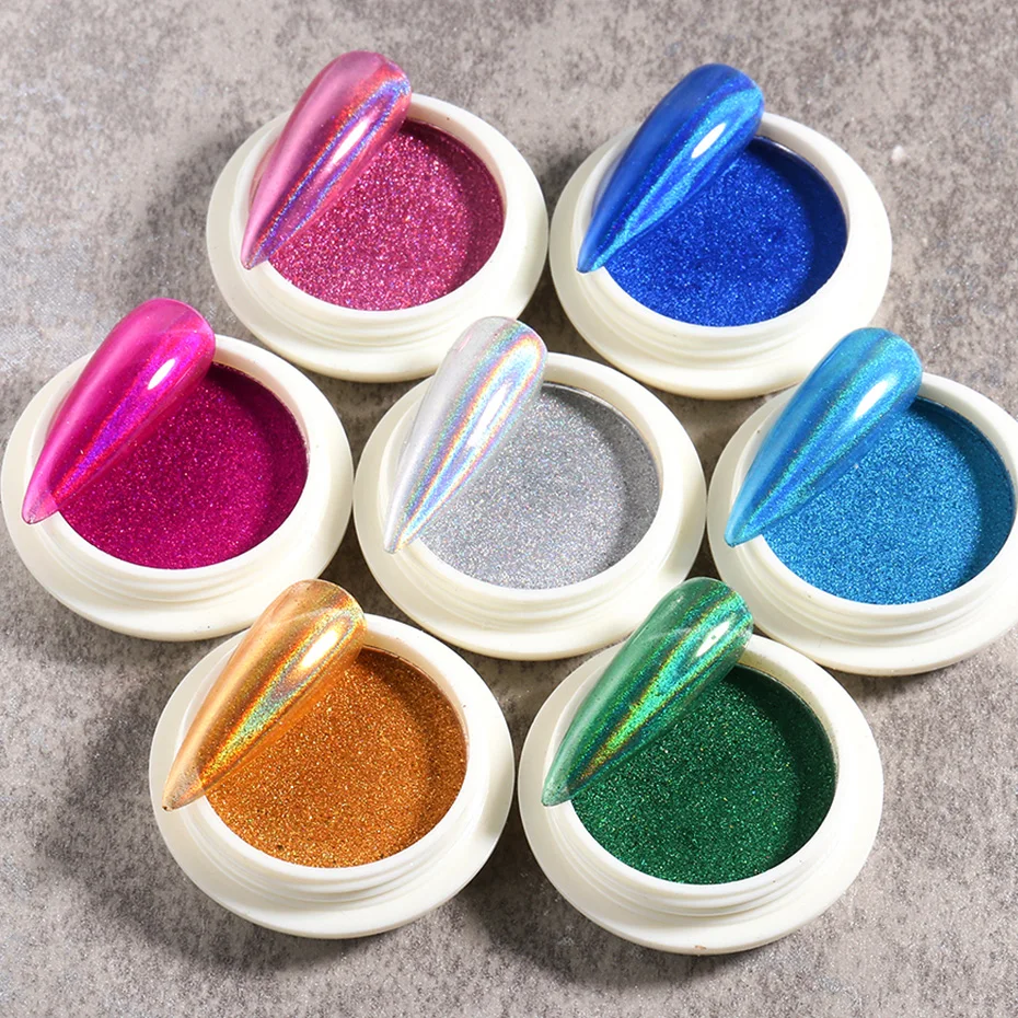 

Holographic Nail Powder Laser Glitter Chrome Pigment Rub Dust Mirror Design Nail Polish Decor Nail Art Accessories SALF01-07