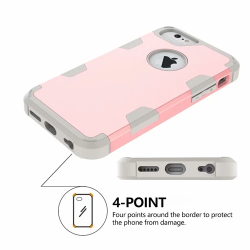 Для iPhone 6S/6 4," гибридный противоударный защитный резиновый силиконовый чехол для задней панели 7 8 Plus X Xs чехол - Цвет: RoseGold Grey
