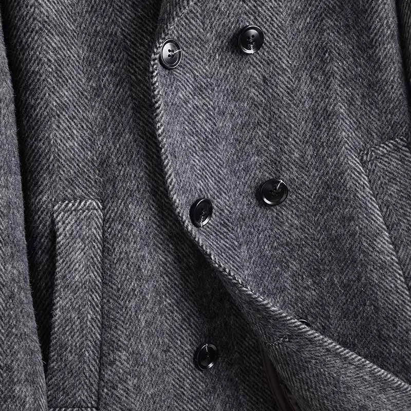 Шерстяное пальто для мужчин 2020 двухсторонняя Длинная шерстяная куртка