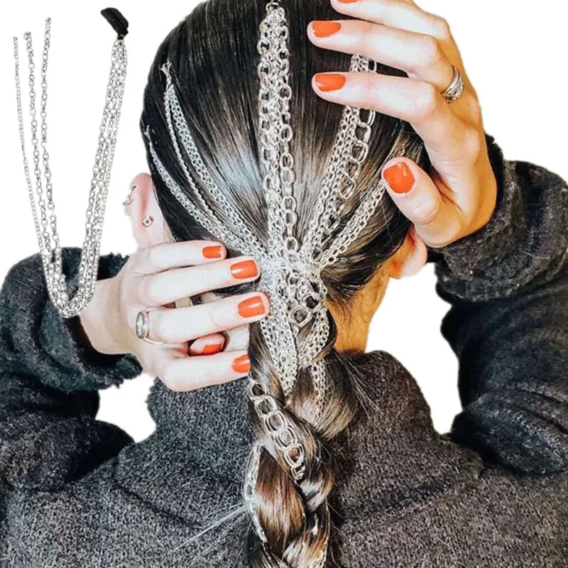 

3 Styles European and American Fashion Silver Metal Chain personality BB Clip Cool Hair Accessories Headdress Head Wig Women