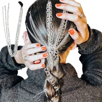 3 styles european and american fashion silver metal chain personality bb clip cool hair accessories headdress head wig women