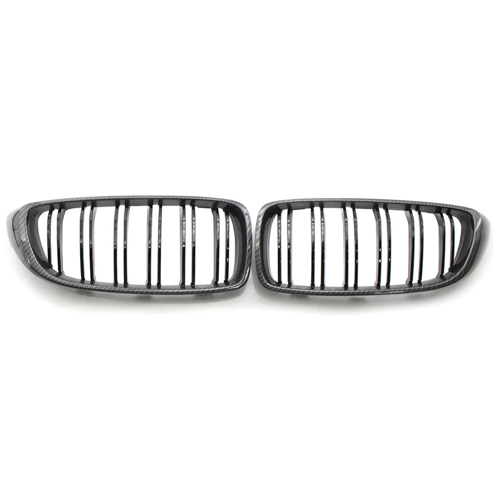 

Pair Carbon Fiber Type w/ Gloss Black Double Slat Grill For BMW F32 F33 F82 14-16 Cabriolet Coupe