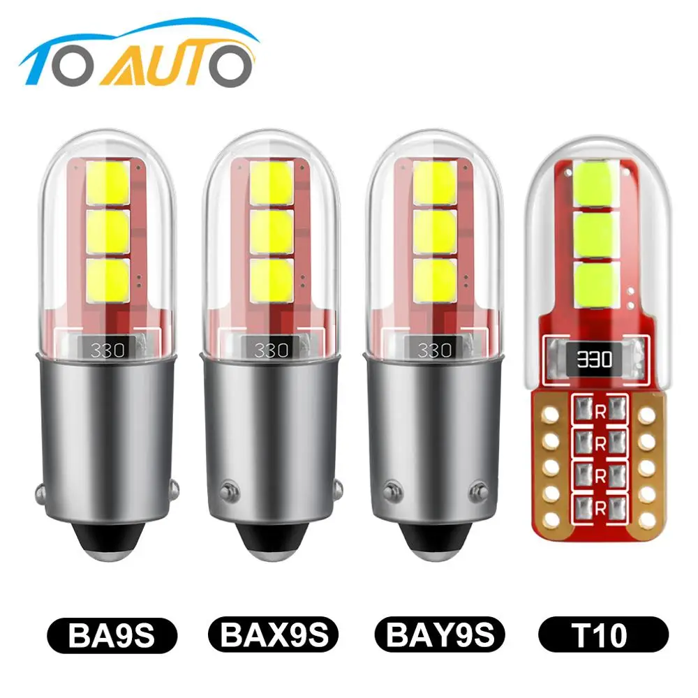 T10 BA9S T4W светодиодный BAX9S H21W BAY9s W5W 194 168 лампы 3030 чипы Canbus Error Free авто светодиодные 12 В