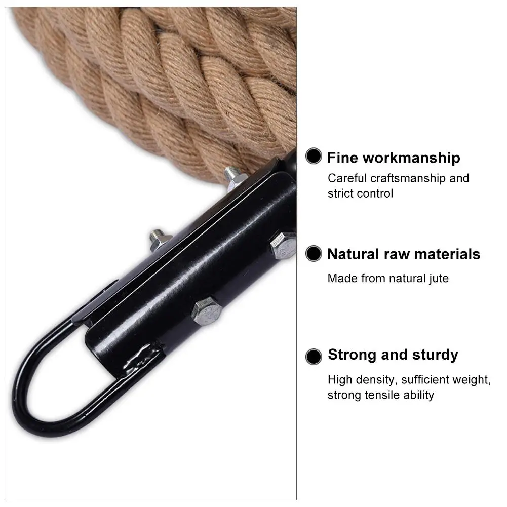 

3/4/4.5/6/7/7.5/9/12M Professional Climbing Rope Polyester Strong Jute Training Rope With Hooks Climbing Exercise Hemp