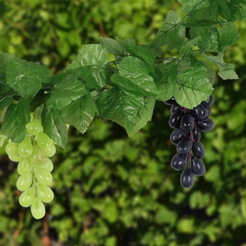 

Artificial Grapes with Leaves, 10 Decorative Plastic Hanging Grapes for Xmas Wedding Party Garden Decor