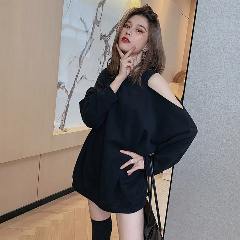 DEAT 2020 Весенняя Новинка модная однотонная Свободная Женская толстовка с круглым