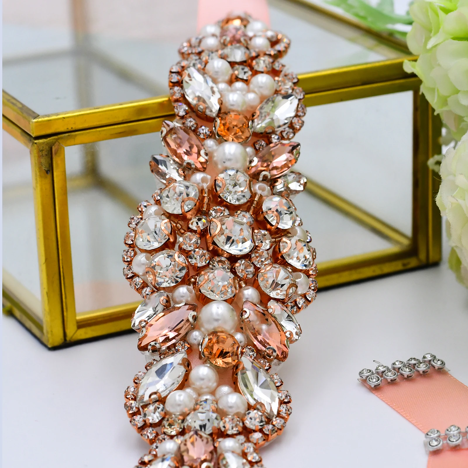 

TRiXY S426 Rose Gold Wedding Belts for Women Diamond Belt Rhinestone Bridal Belt for Wedding Sash Prom Dress Belt Fancy Belt