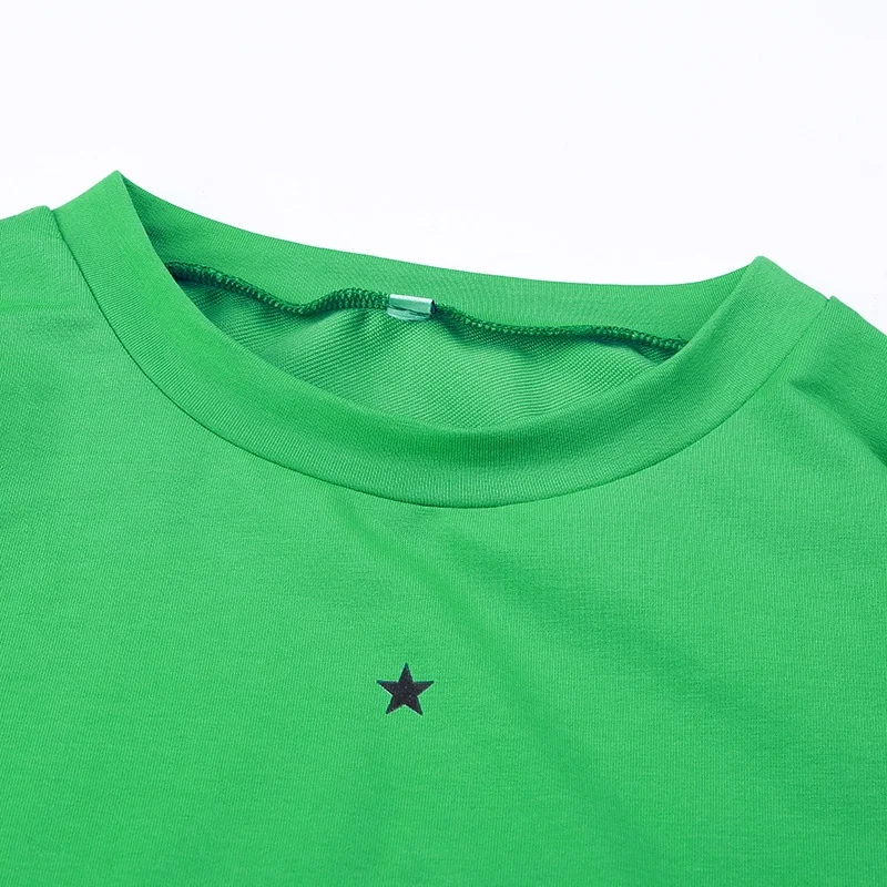 BOOFEENAA/зеленый Укороченный свитшот с капюшоном и принтом головы для девочек