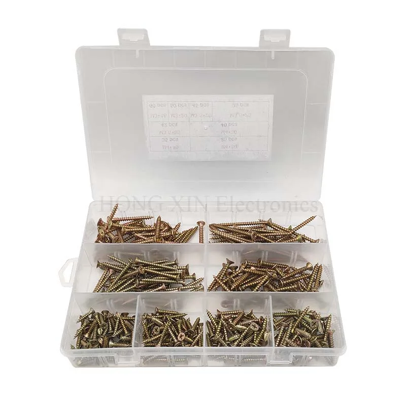 

332pcs/set Cross head self - tapping screw dry wall nail with hard flat head wood screw fiber nail m3/M3.5/M4 Assortment Kits