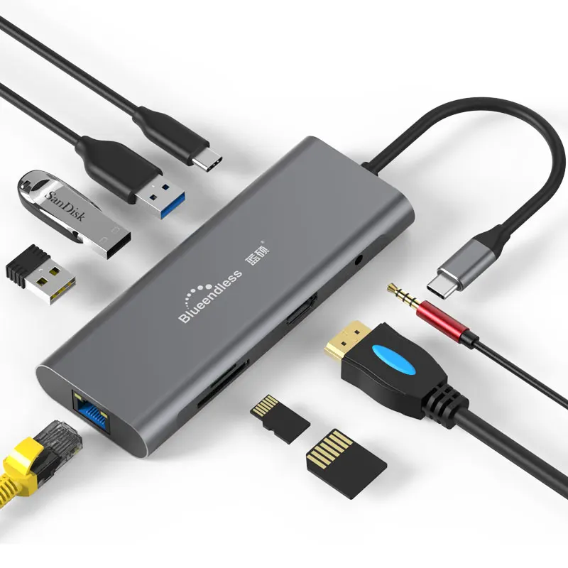 USB 3.0 4K VGA RJ45 адаптер для разветвителя с 3 портами|USB-хабы| |