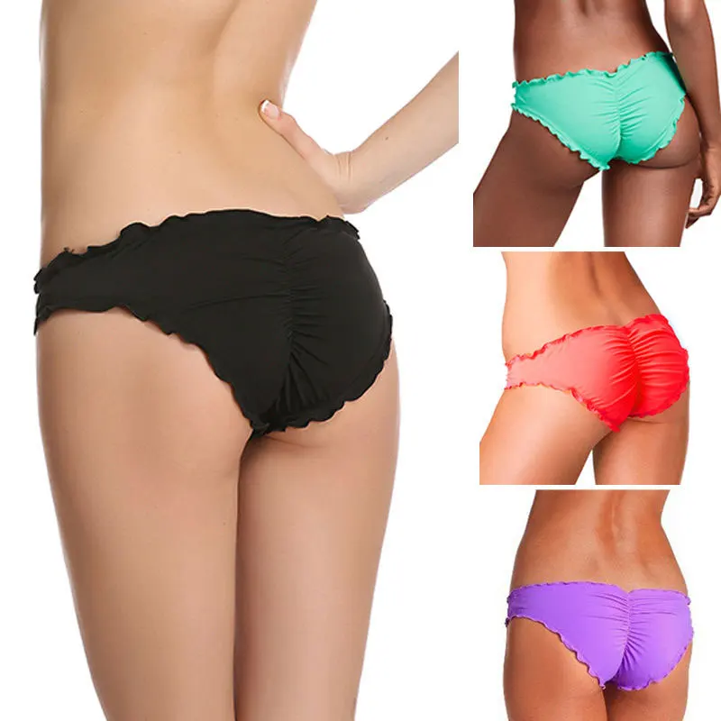 Твердые Бразильское бикини стринги купальники Для женщин купальный низ трусы