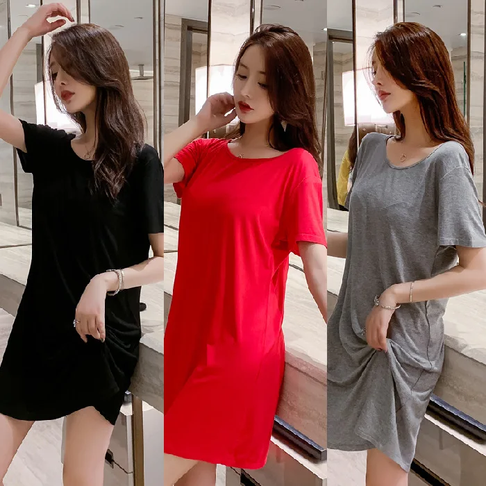 

Summer New Style To Send Blindfold Modal Short-sleeved Sexy Woman Loose Plus Size Nightdress Sleepwear Sleep Wear Sleep Tops