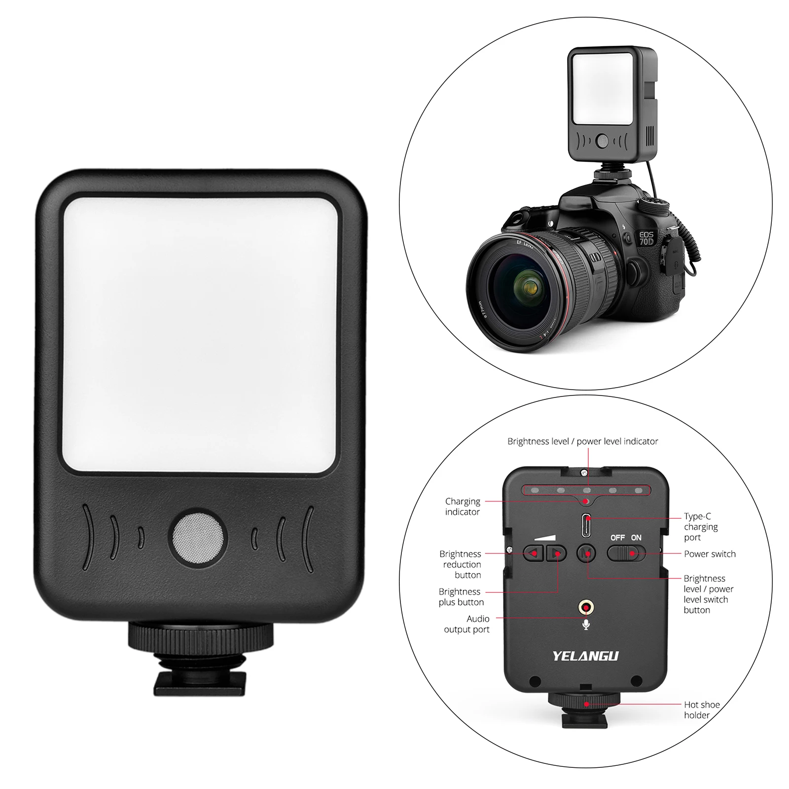 구매 미니 49x LED 비디오 라이트 마이크 녹음 충전식 배터리 화상 회의 원격 작동 라이브 스트리밍 인터뷰